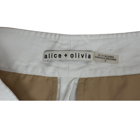 Alice + Olivia Hayes Wide Leg Cargo Pants Trousers Womens Size 2 Off White EUC - Picture 5 of 5
